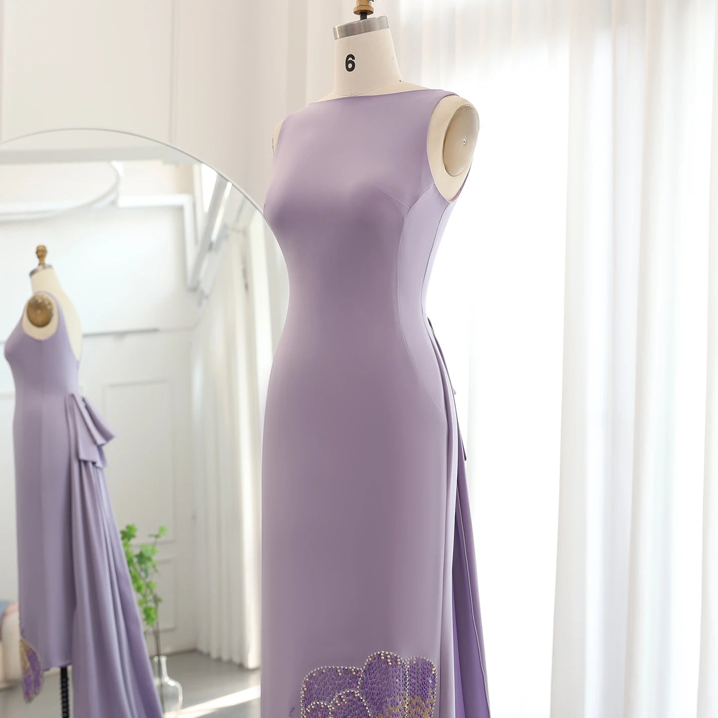 Pink Scalloped Evening Dresses Lilac Luxury Butterfly Beaded Women Wedding Party Gown - Image 11