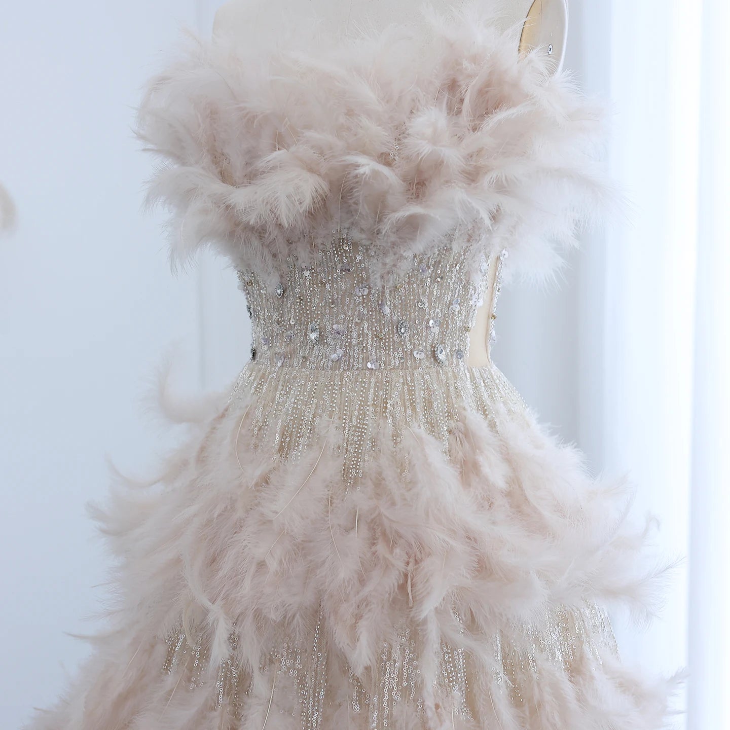Feathers Princess Crystal Organza Ball Gown Evening Dresses for Women Wedding Engament Party Dress - Image 10
