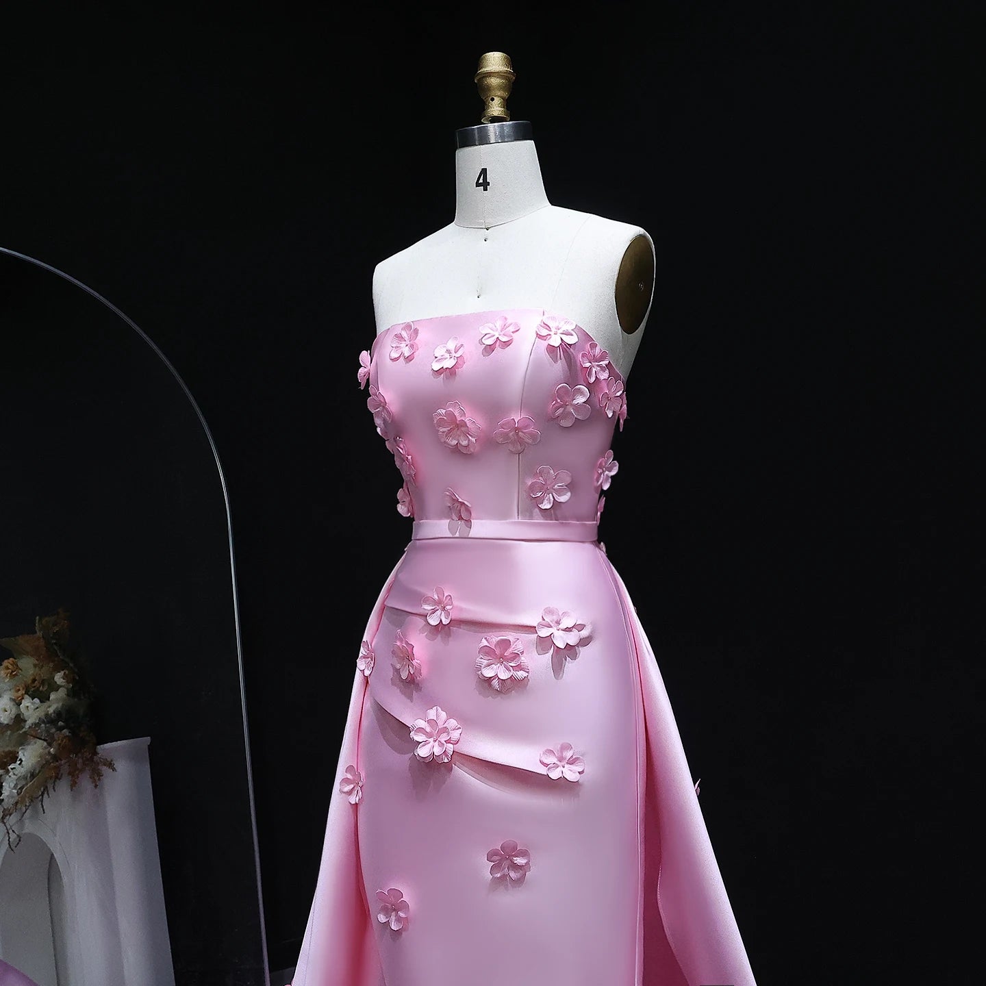 3D Flowers Mermaid Evening Dress with Detachable Overskirt Women Wedding Party Gowns Customized - Image 10