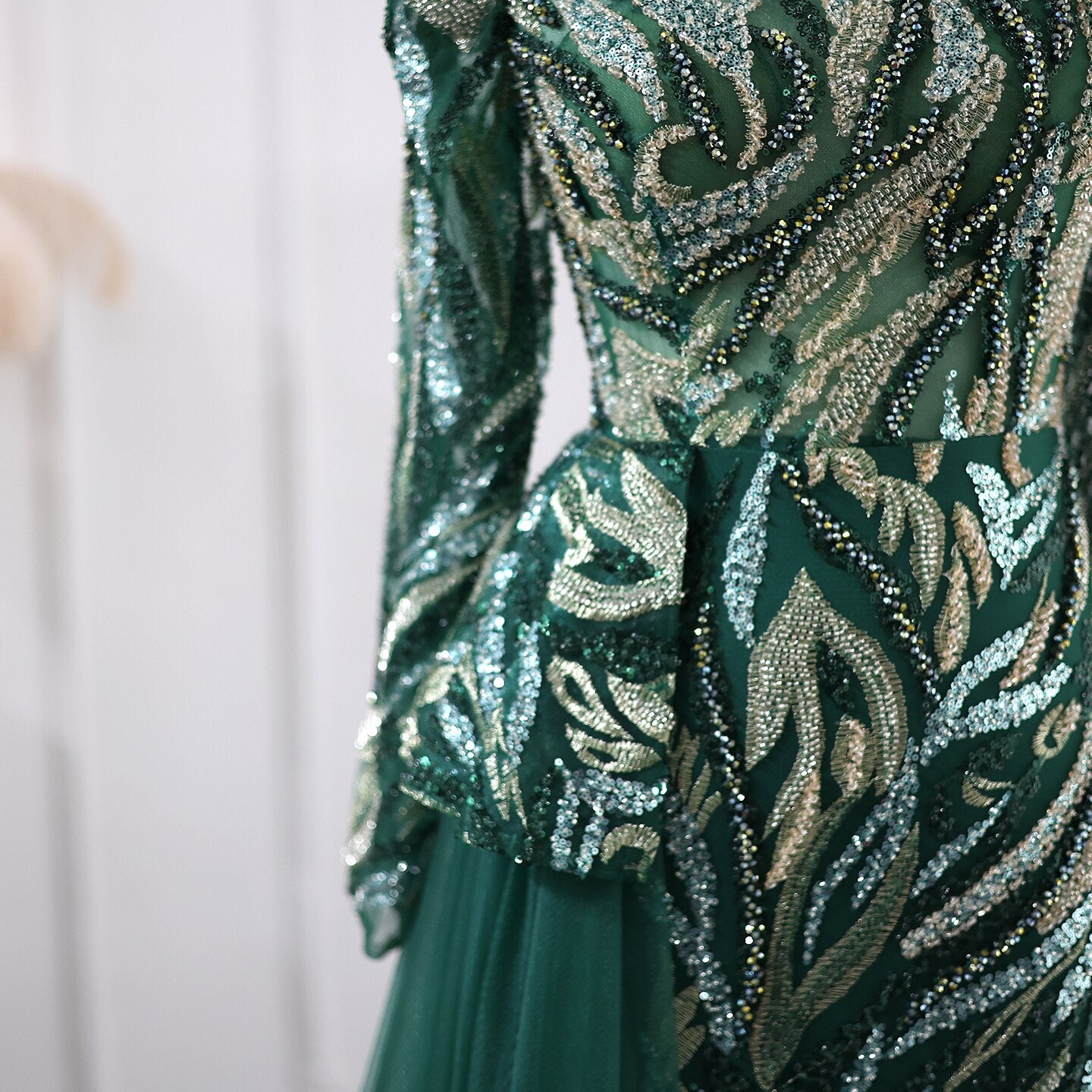 Luxury Mermaid Evening Dress Overskirt Long Sleeve Women Wedding Party - Image 6