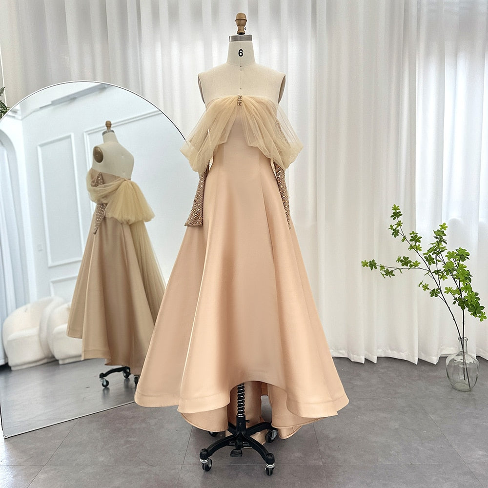 Crystal Luxury Evening Dresses for Women Wedding Party Long Sleeve Dress - Image 11