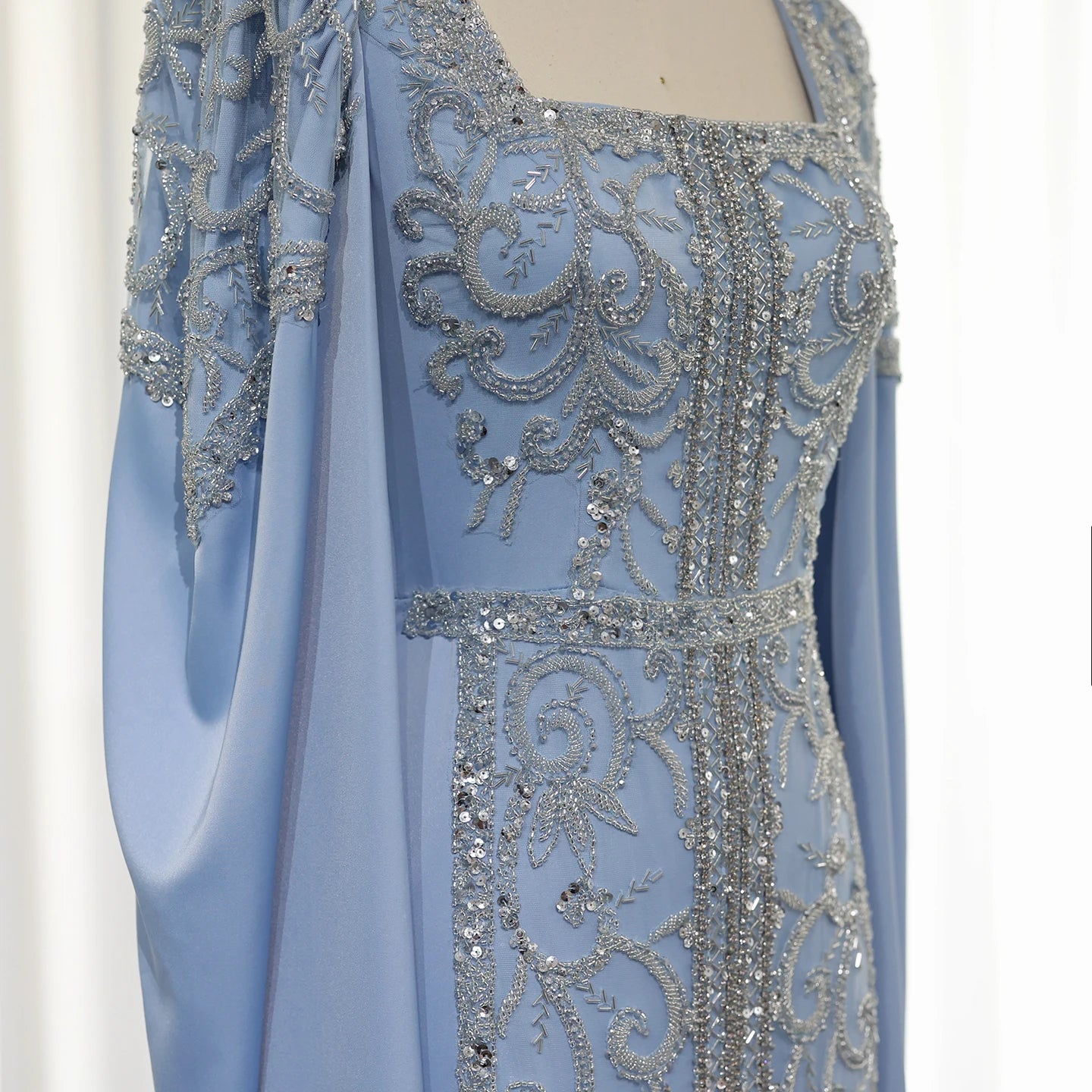 Luxury Mermaid kaftan Evening Dresses with Cape Sleeves Women Wedding Engagement Party Gowns - Image 6