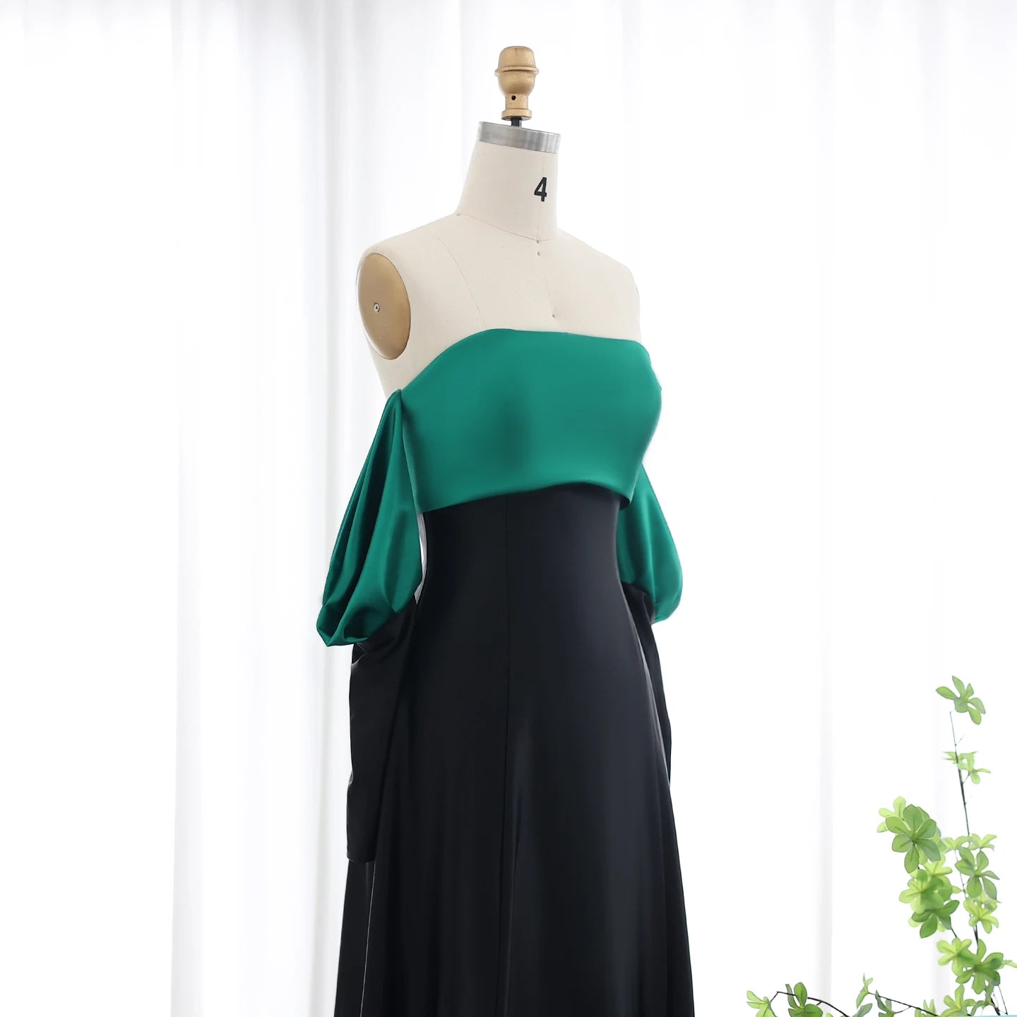Black Emerald Green A-line Evening Dress with Sleeves Elegant Strapless Women Wedding Party Gowns - Image 2