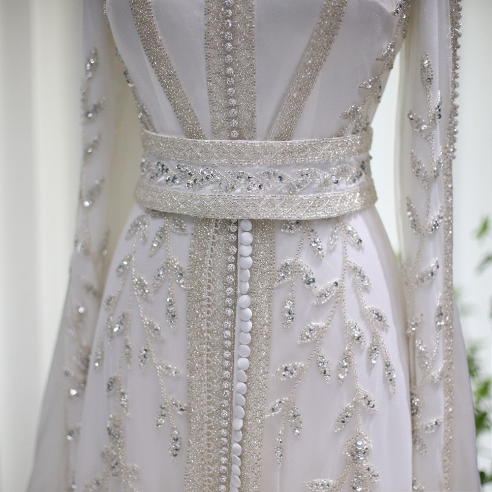 Luxury Kaftan Moroccan Evening Dresses Long Sleeve Women Wedding Party Gowns - Image 9