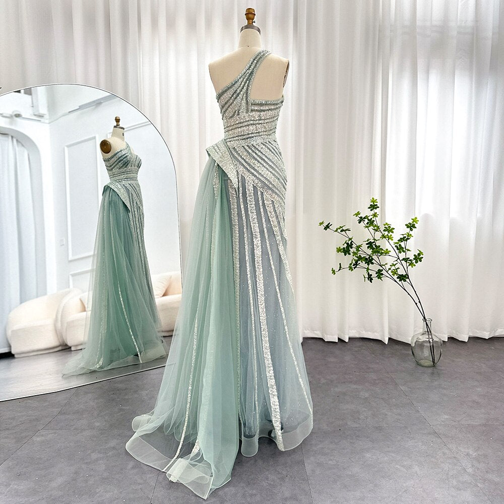 Luxury One Shoulder Mermaid Evening Dresses for Woman Wedding Party High Split Prom Formal Gowns - Image 18