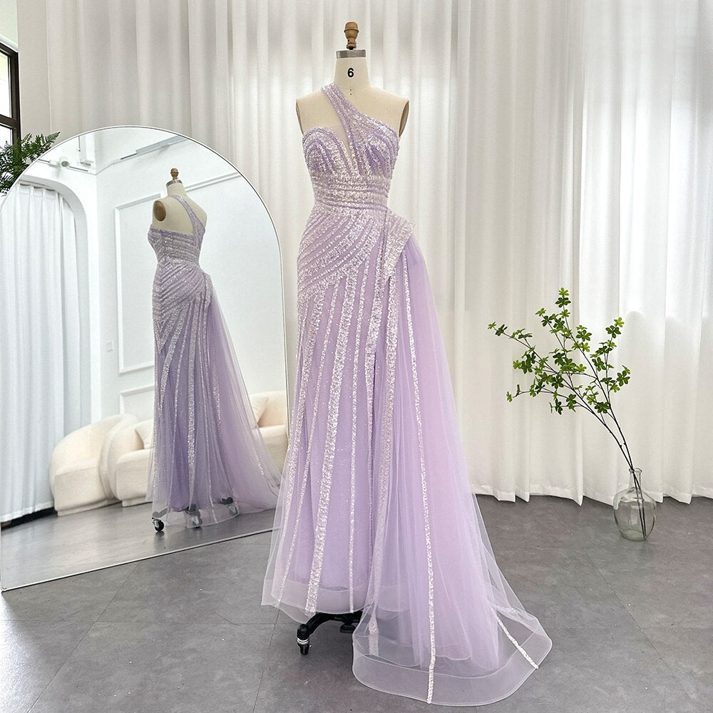 Luxury One Shoulder Mermaid Evening Dresses for Woman Wedding Party High Split Prom Formal Gowns - Image 10