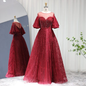 Luxury Evening Dresses Flare Sleeve Formal Dress for Women Wedding Party