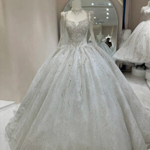 Classic Long Sleeve Empire Puffy Women's Gowns Dresses For Wedding day