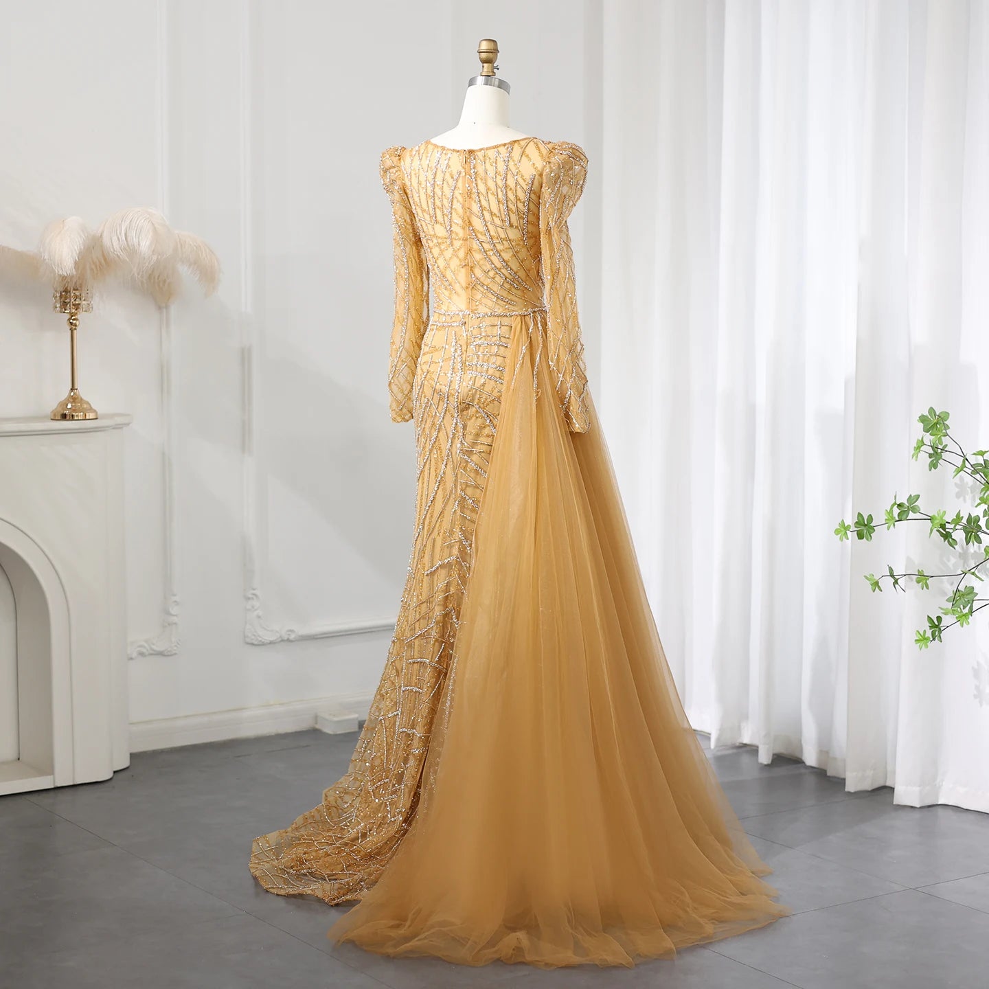 Luxury Mermaid Beaded Evening Dresses with Overskirt 2024 Plus Size Women Wedding Party Gown - Image 7