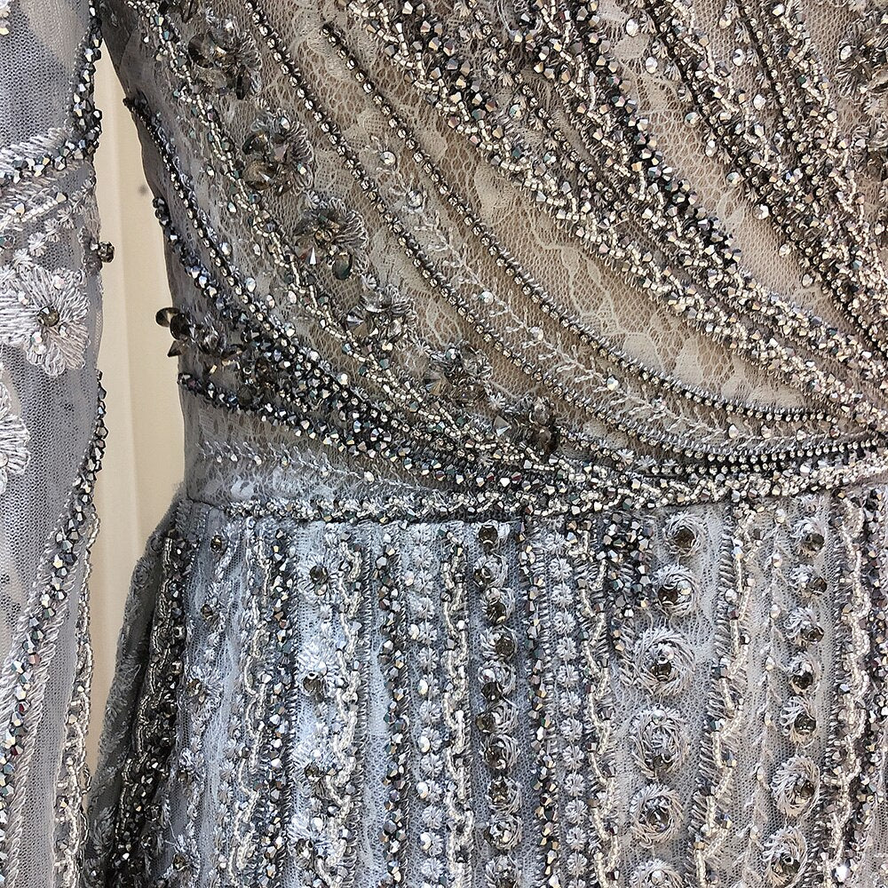 Elegant Evening Dresses Long Sleeve Luxury Overskirt Formal Dress for Women Wedding - Image 4