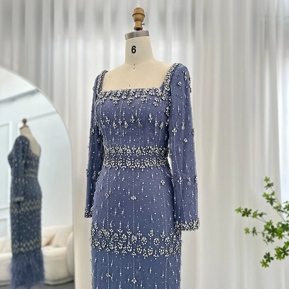 Mermaid Evening Dress with Cape Luxury Feather Formal Dresses for Women Wedding Party - Image 57