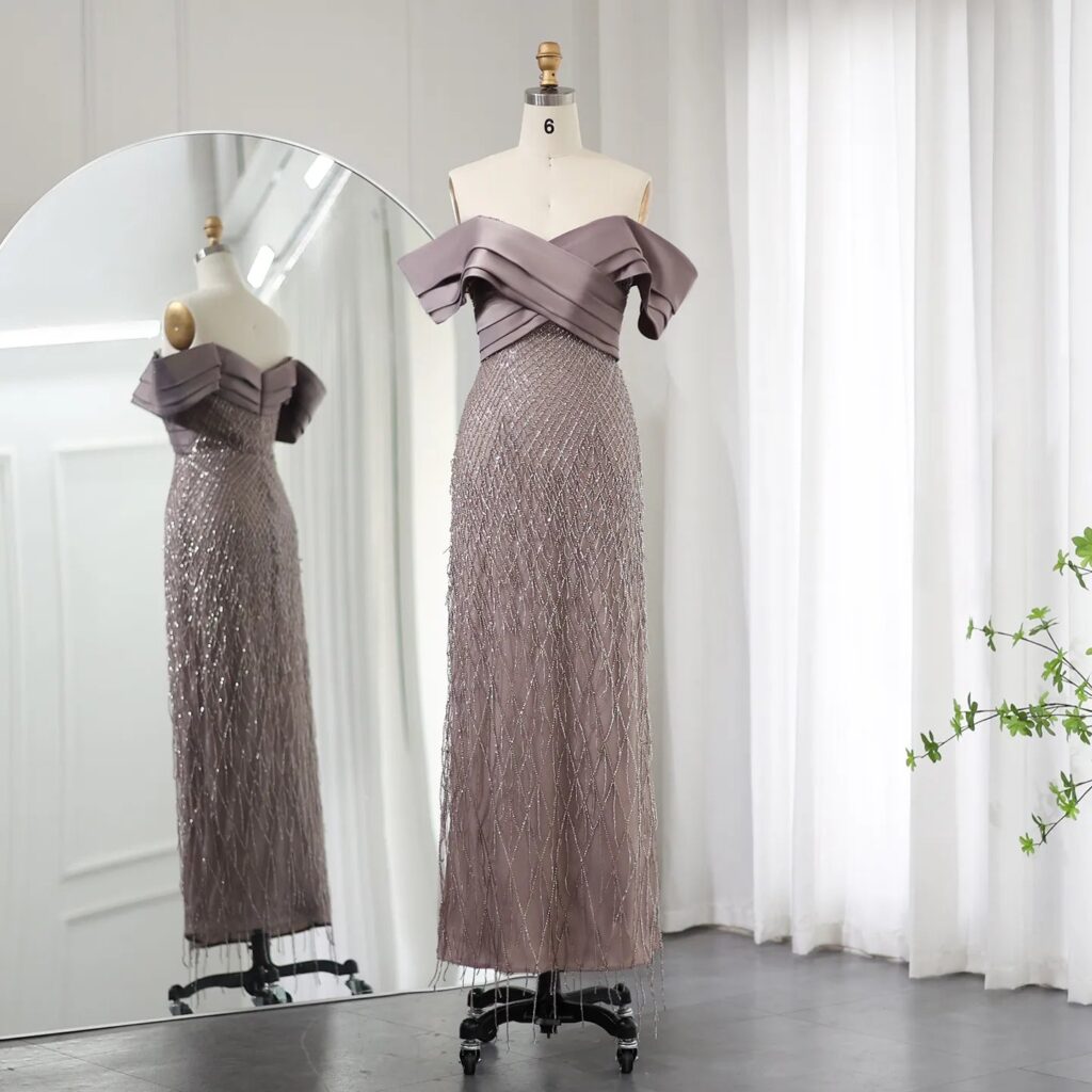 Elegant Off Shoulder Evening Dresses for Women Wedding Luxury Tassel Formal Party Gown