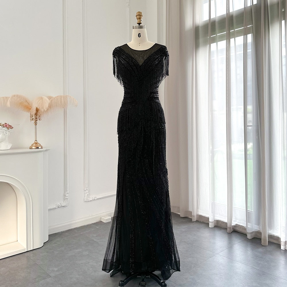 Heavy Beading Tassel Mermaid Evening Dress Luxury Wedding Party Gowns - Image 17
