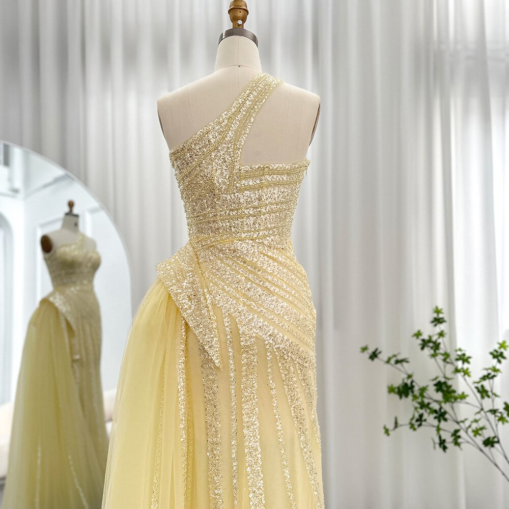 Luxury One Shoulder Mermaid Evening Dresses for Woman Wedding Party High Split Prom Formal Gowns - Image 8