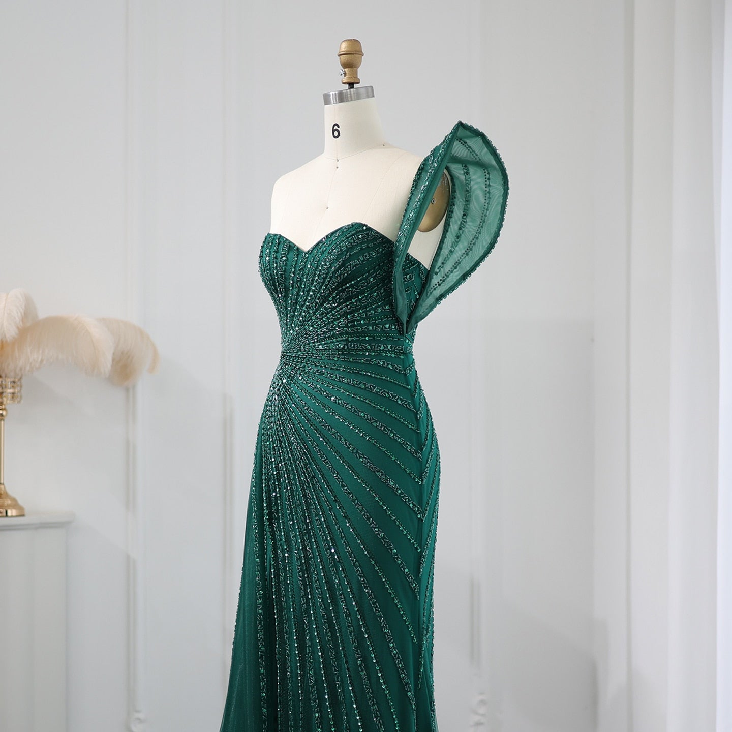 One Shoulder Mermaid Evening Dresses for Women Wedding Party High Slit Long Prom Formal Gowns - Image 17