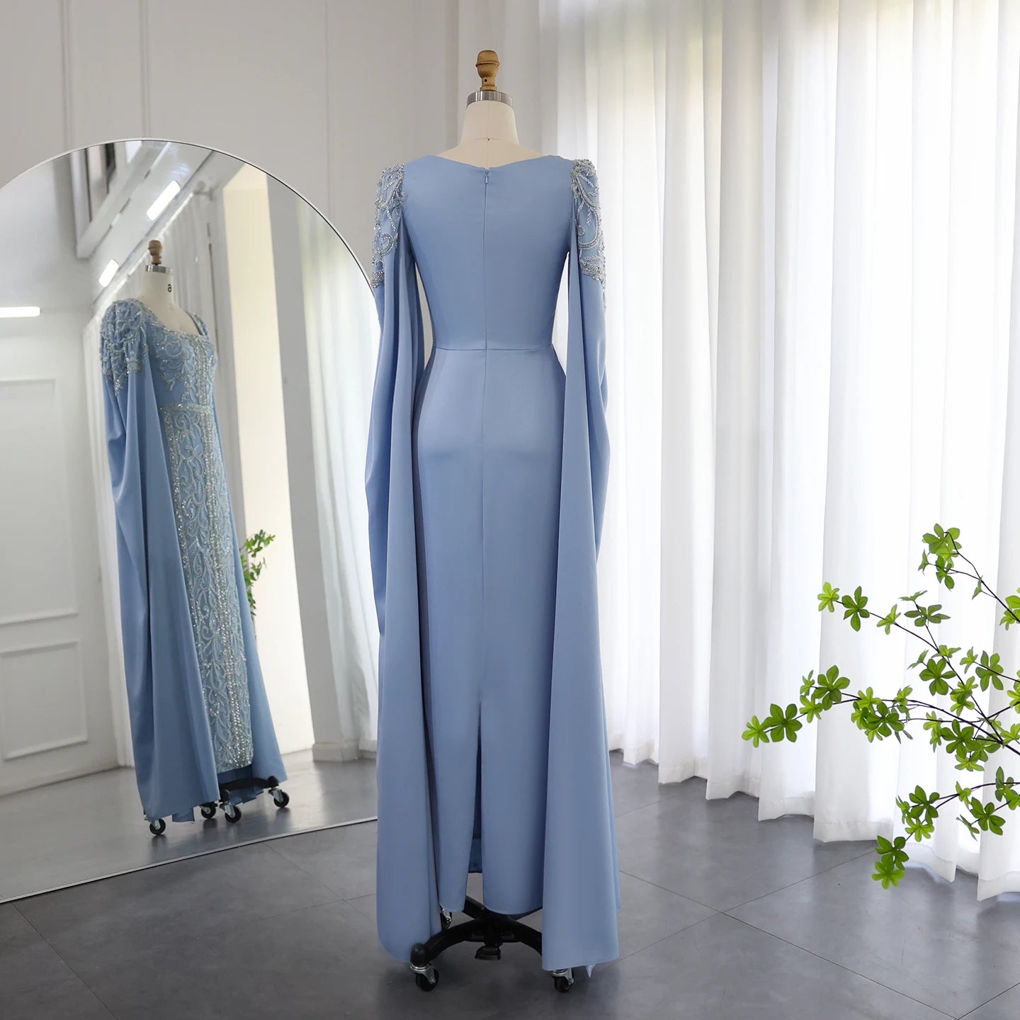 Luxury Mermaid kaftan Evening Dresses with Cape Sleeves Women Wedding Engagement Party Gowns - Image 10