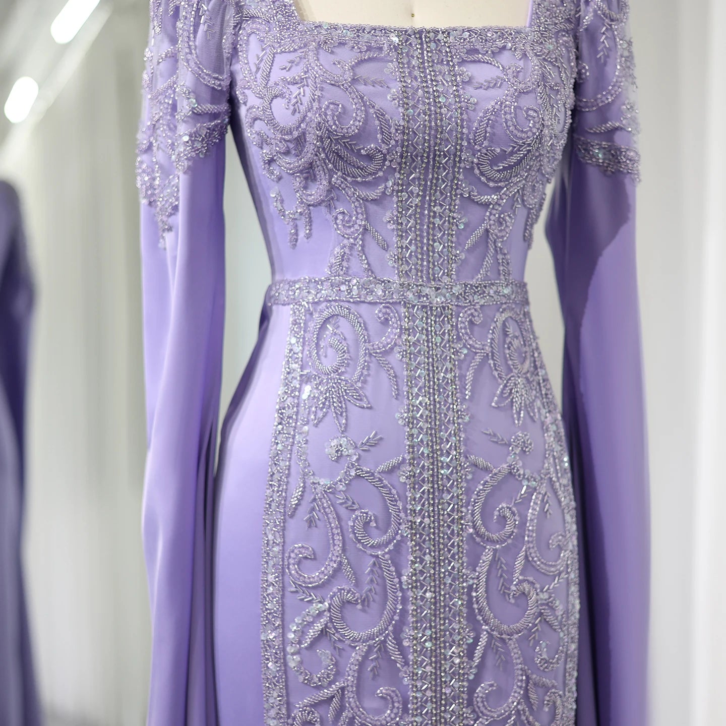 Luxury Mermaid kaftan Evening Dresses with Cape Sleeves Women Wedding Engagement Party Gowns - Image 14