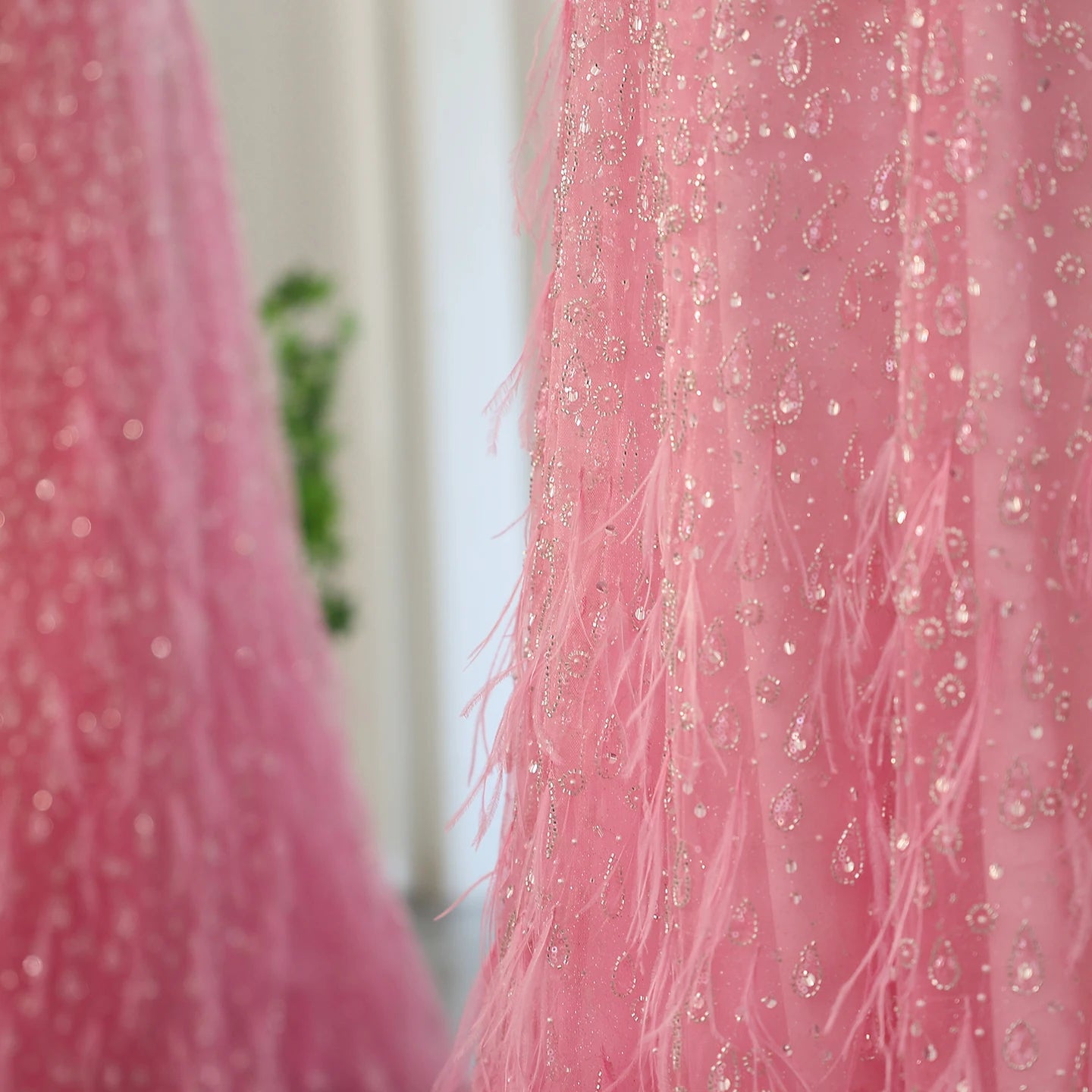 Luxury Feather One Shoulder Evening Dresses with Cape Sleeves Rose Gold Lilac Women Wedding Party Gowns - Image 28
