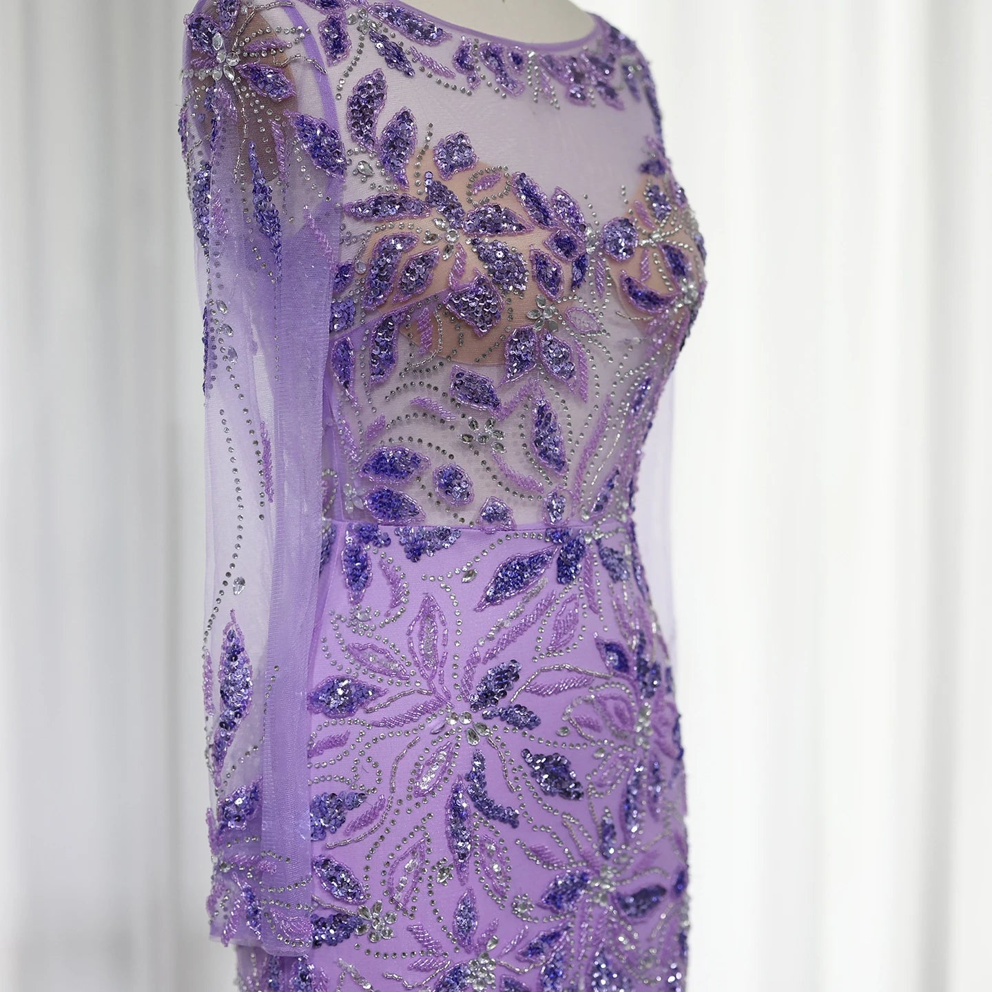 Luxury Feathers Evening Dresses for Women Wedding Elegant Long Sleeves Mermaid Prom Party Gowns - Image 14