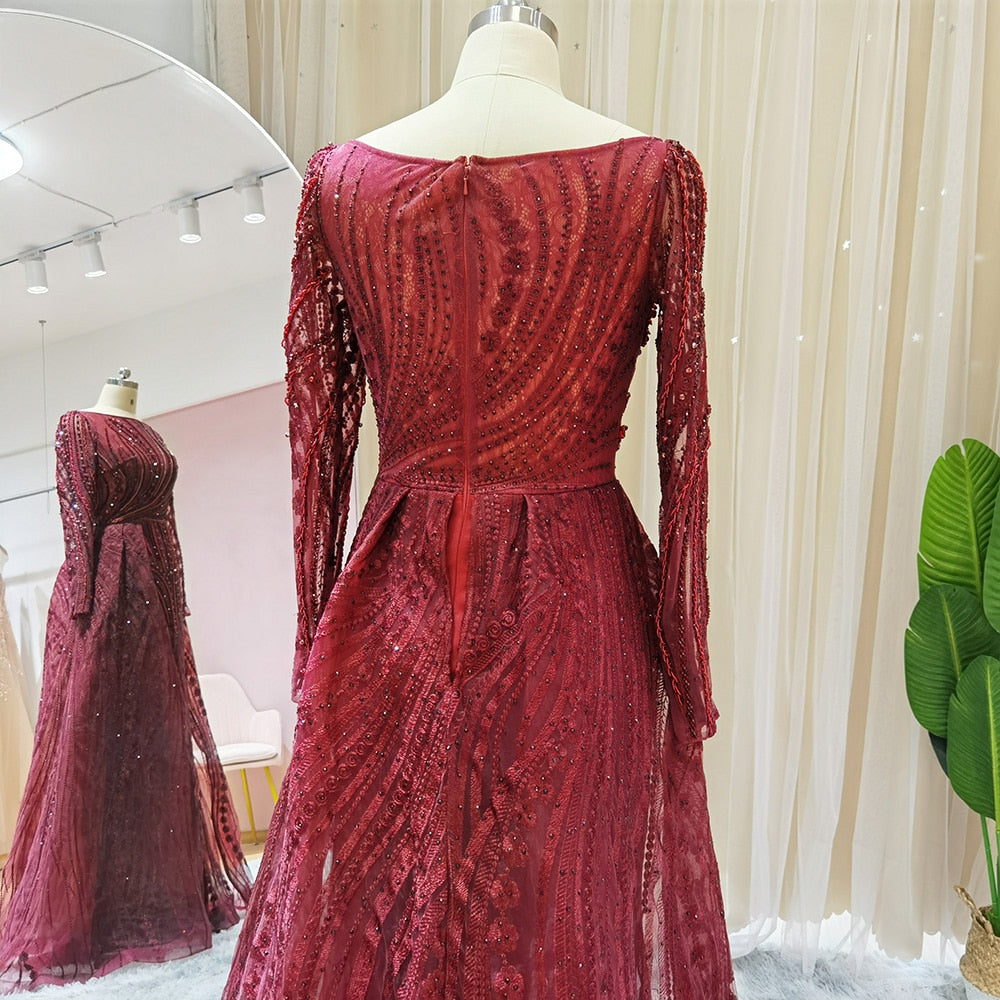 Elegant Evening Dresses Long Sleeve Luxury Overskirt Formal Dress for Women Wedding - Image 11