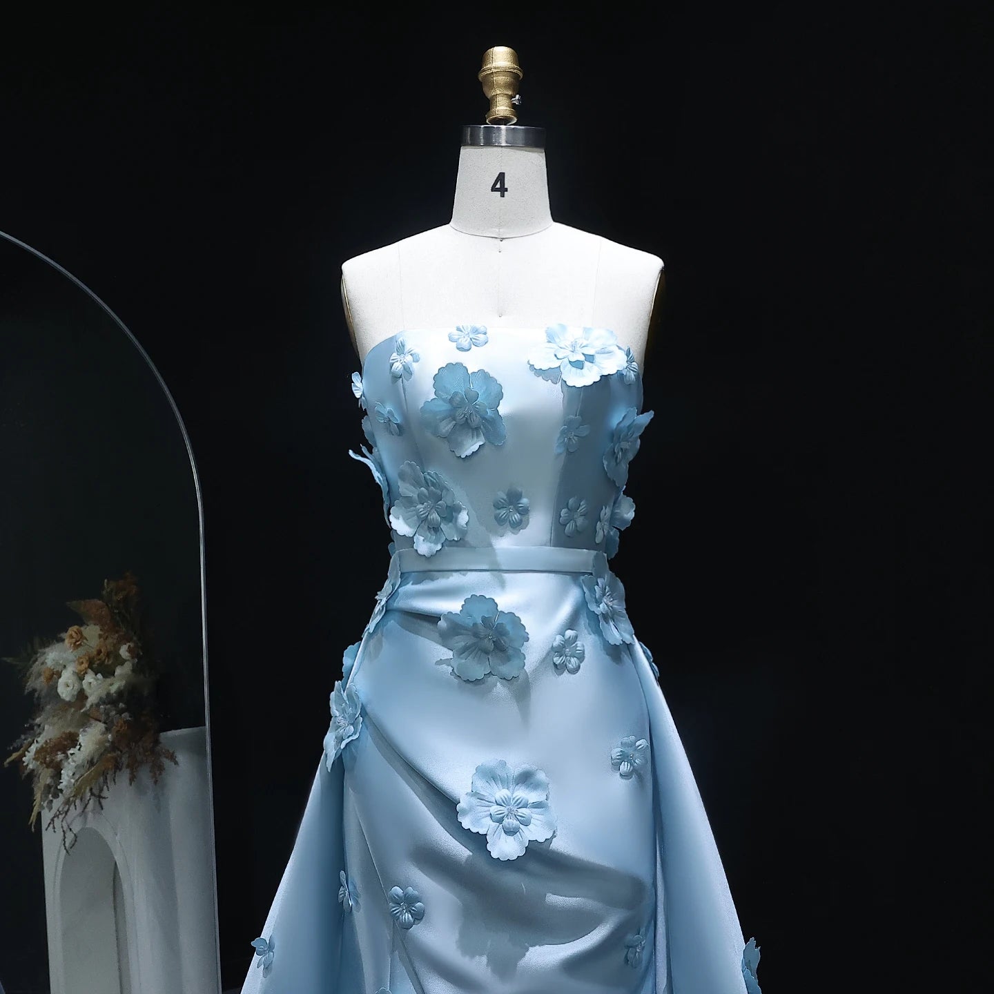 3D Flowers Mermaid Evening Dress with Detachable Overskirt Women Wedding Party Gowns Customized - Image 13
