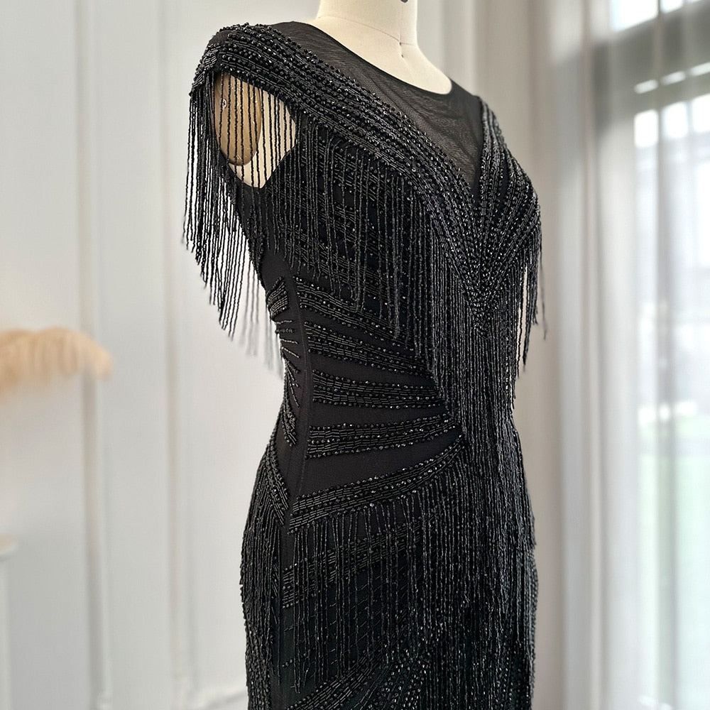 Heavy Beading Tassel Mermaid Evening Dress Luxury Wedding Party Gowns - Image 20