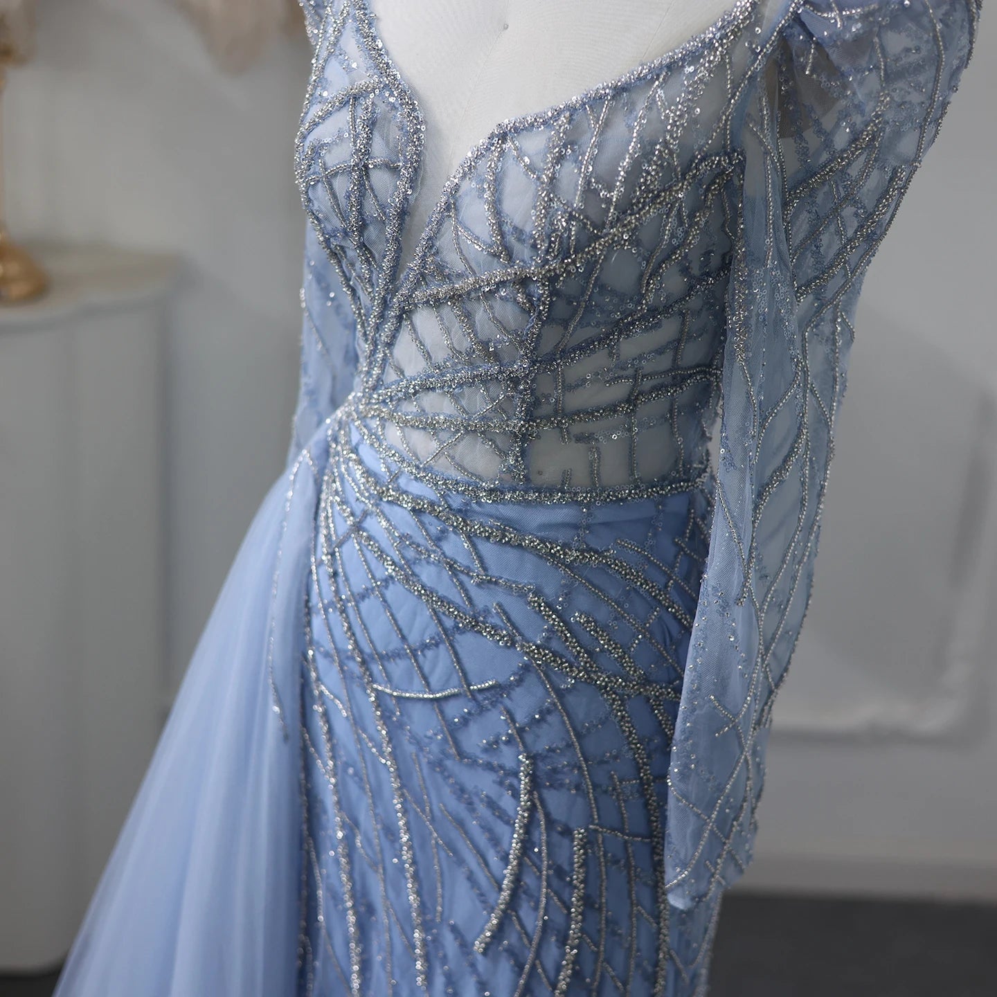 Luxury Mermaid Beaded Evening Dresses with Overskirt 2024 Plus Size Women Wedding Party Gown - Image 16