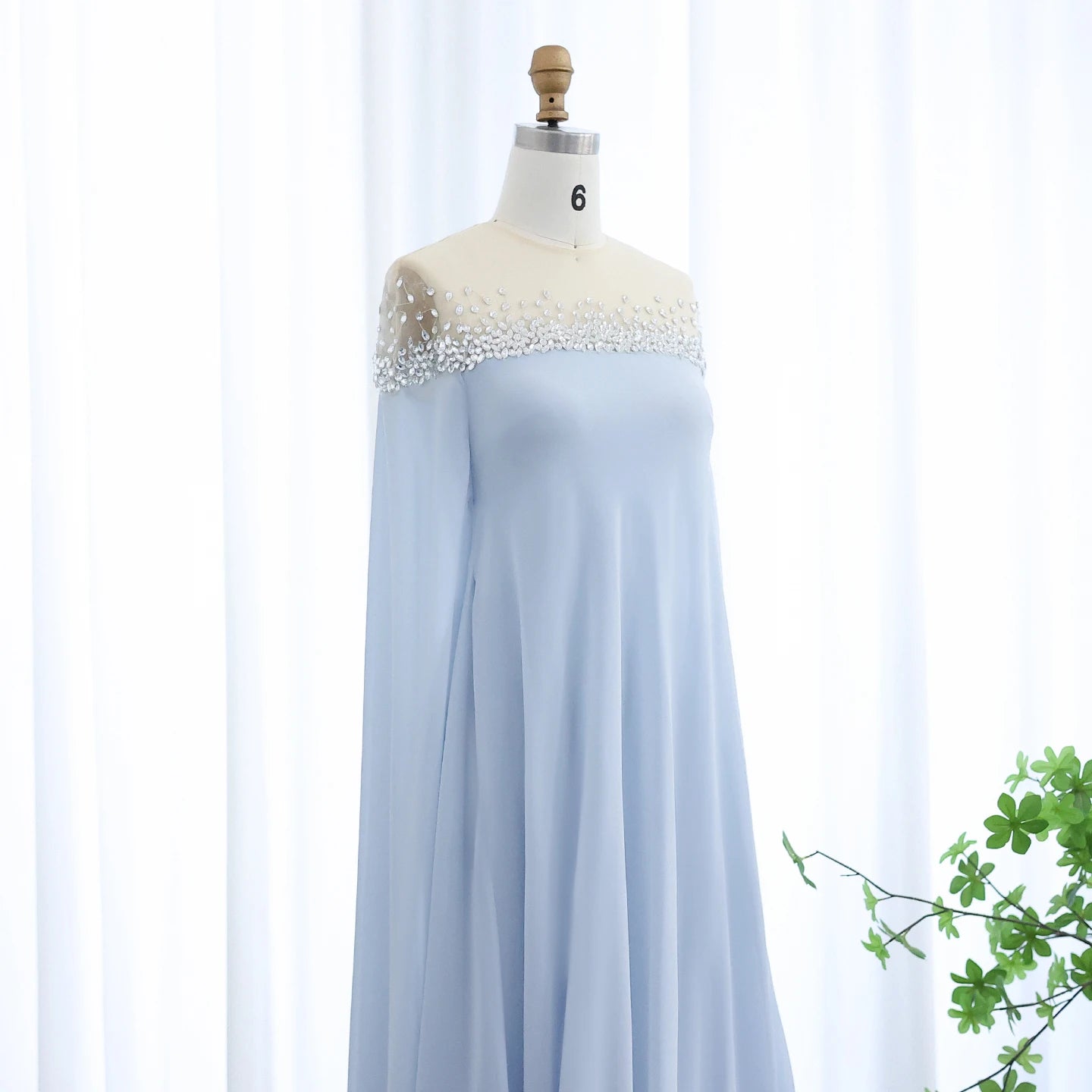 Arabic Luxury Crystal Baby Blue Evening Dress for Women Wedding Elegant Formal Party Gowns - Image 4