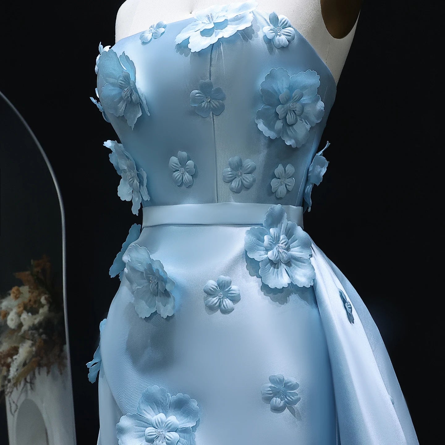 3D Flowers Mermaid Evening Dress with Detachable Overskirt Women Wedding Party Gowns Customized - Image 15