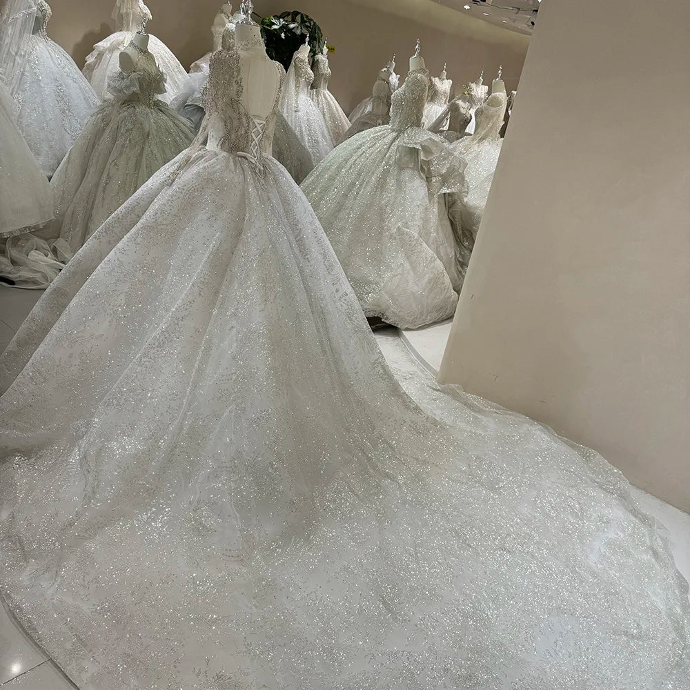Classic Long Sleeve Empire Puffy Women's Gowns Dresses For Wedding day - Image 5