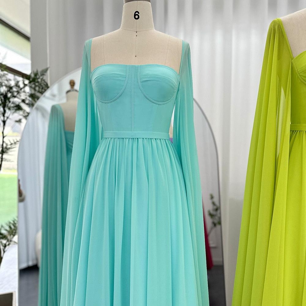 Evening Dresses with Cape Sleeves Elegant Women Wedding Party Formal Gown - Image 12