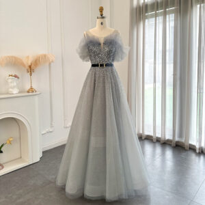 Luxury Evening Dresses with Belt Elegant Off Shoulder Women Wedding Party Gowns