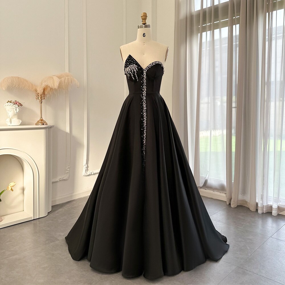 Elegant Long Evening Dresses Luxury Crystal Side Slit Wedding Party Gowns