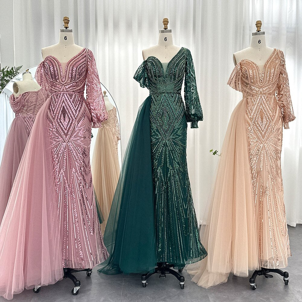 Elegant One Shoulder Mermaid Evening Dress for Women Long Luxury  Wedding Party Gowns