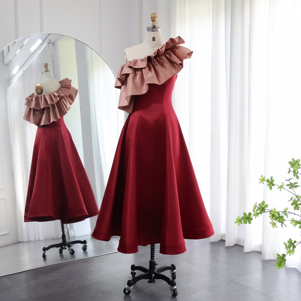 Elegant Short Evening Dresses for Wedding Party Women Midi Formal Guest Gowns