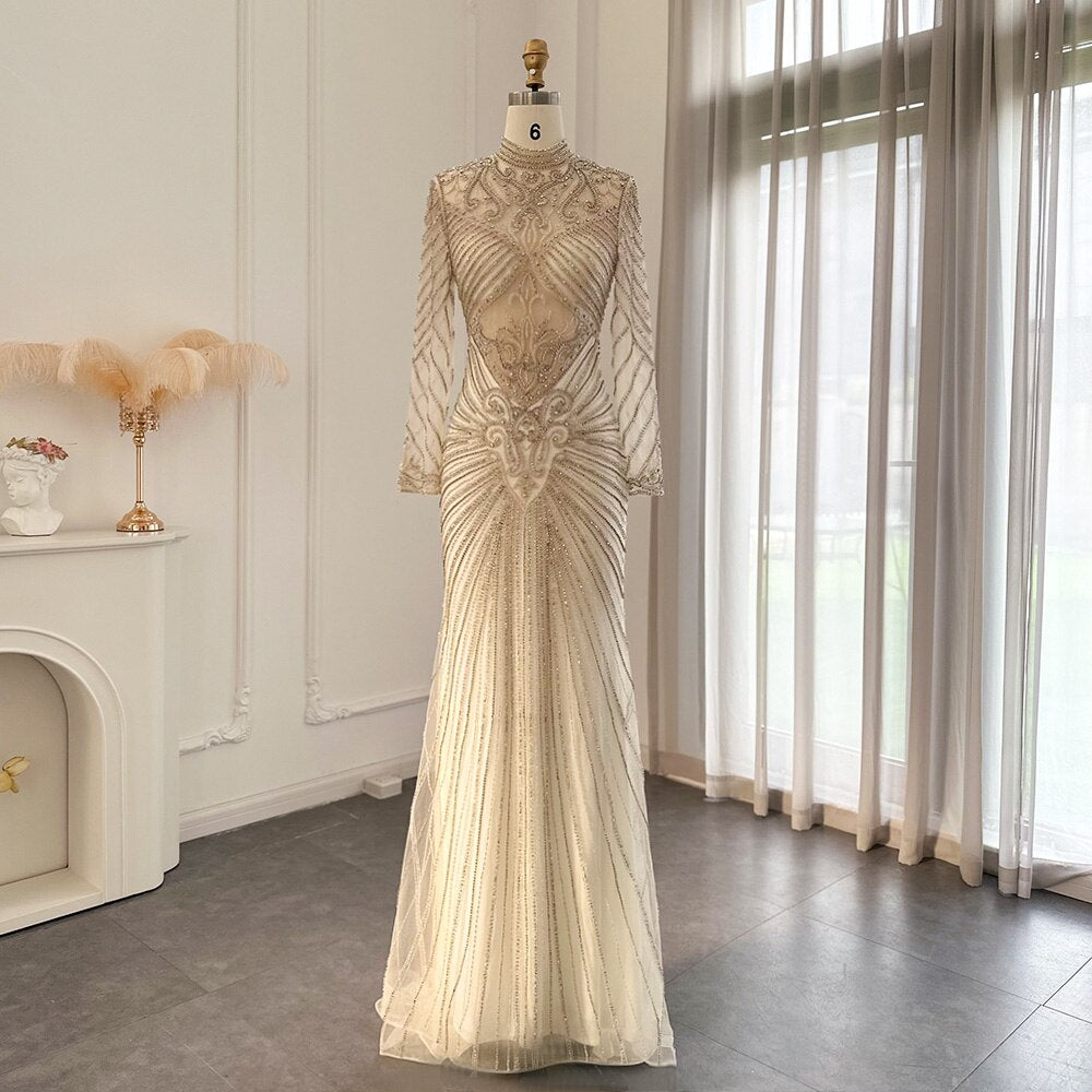 Heavy Beaded Luxury Evening Dresses for Wedding Formal Gowns
