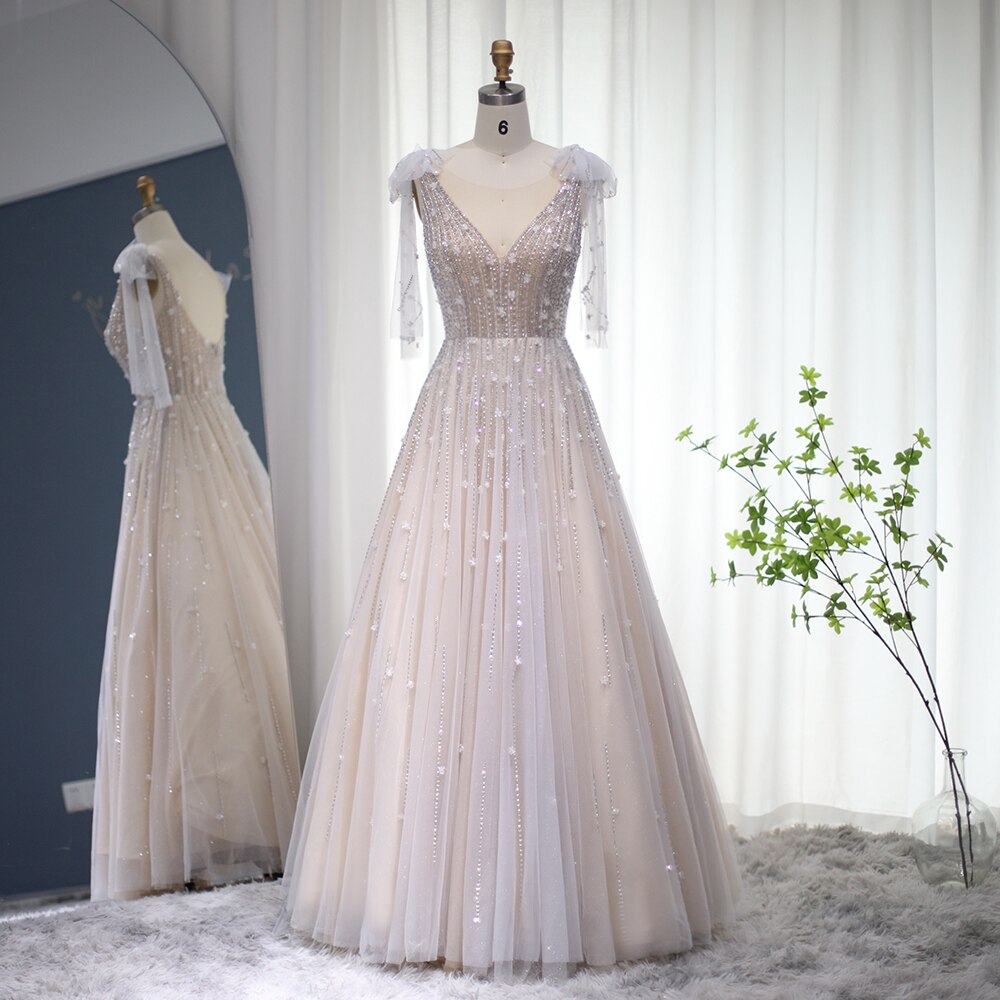Evening Dresses Luxury Crystal Elegant Formal Dress for Women Wedding Party Gowns
