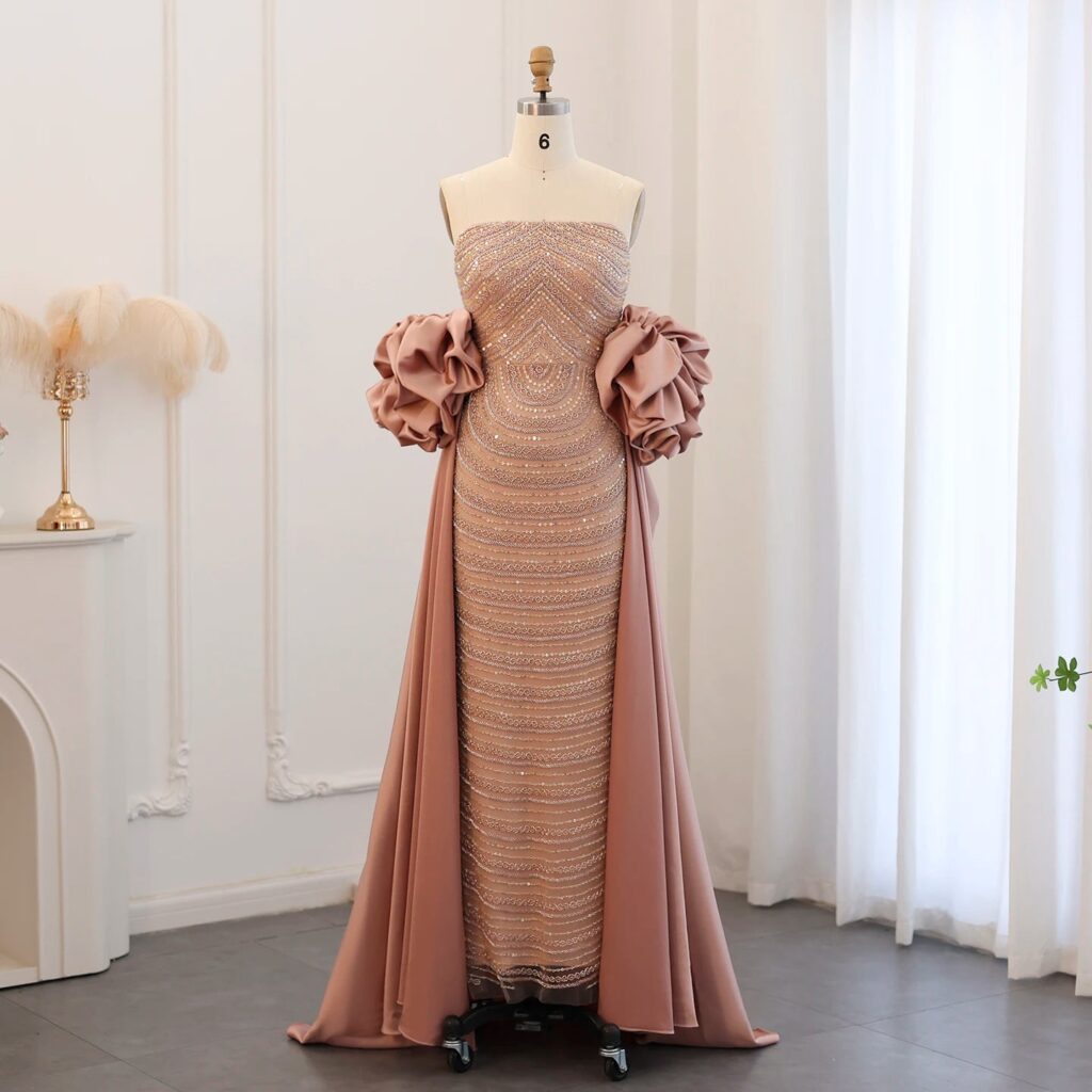 Luxury Dusty Rose Evening Dresses with Cape Elegant Strapless Midi Women Wedding Party Gowns 2024