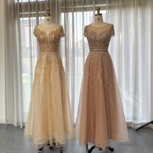 Luxury Beaded Long Evening Dresses for Women Wedding Elegant Formal Party Gown