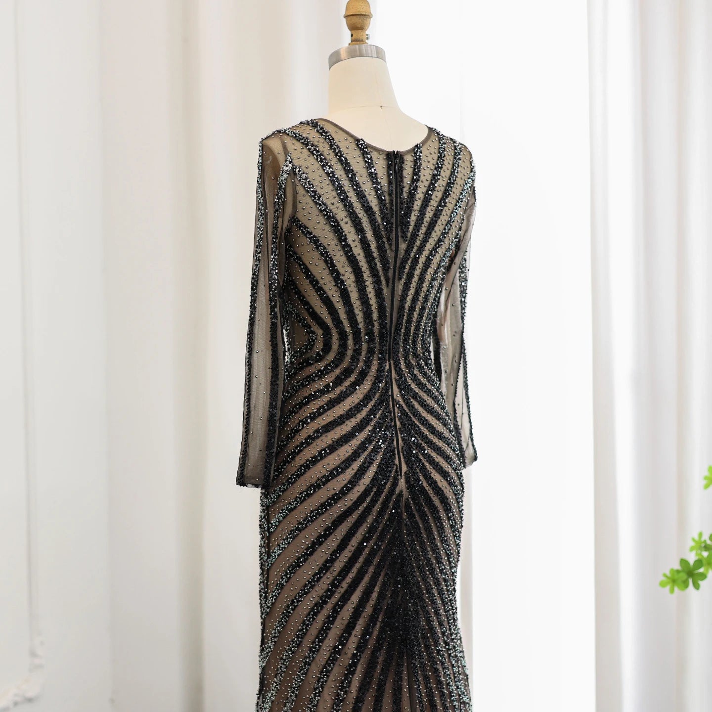 Luxury Black Mermaid Evening Dresses 2024 Long Sleeves Crystal Women Long Special Occasion Formal Party Gowns - Image 6