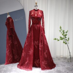 Luxury Evening Dress with Overskirt Long Sleeve Elegant Formal Dresses for Wedding