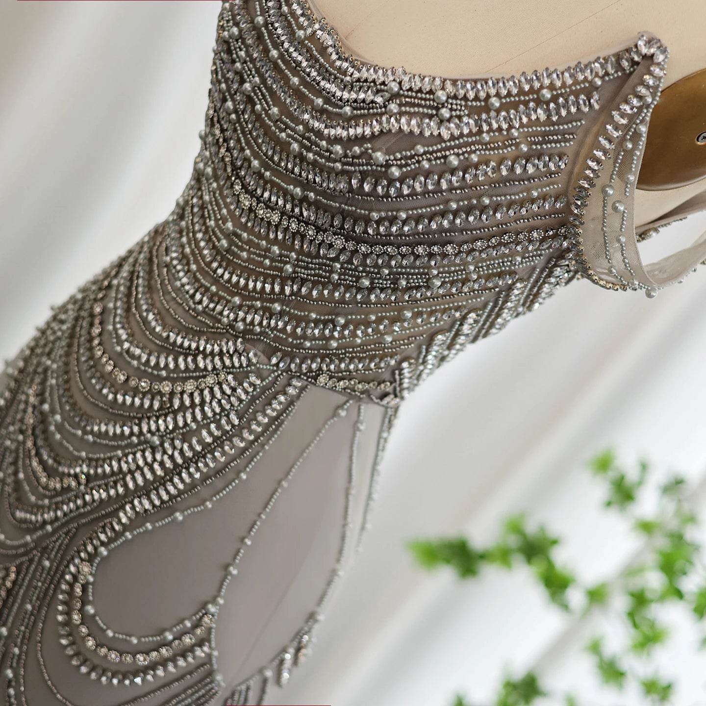 Luxury Crystal Silver Gray Mermaid Evening Dresses for Women Wedding Long Black Girls Prom Party Gowns - Image 4