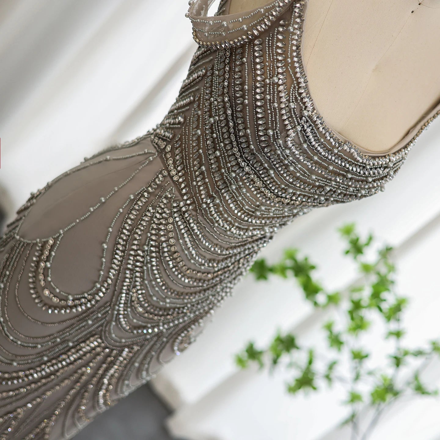 Luxury Crystal Silver Gray Mermaid Evening Dresses for Women Wedding Long Black Girls Prom Party Gowns - Image 3