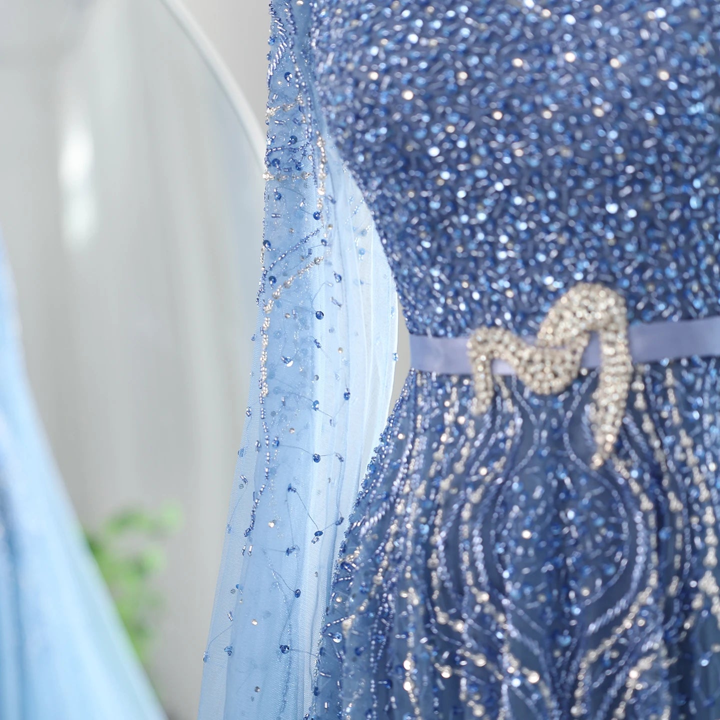 Luxury Evening Dress with Cape Sleeves Elegant High Neck Women Wedding Party Gowns - Image 5