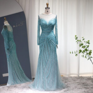 Luxury Mermaid Evening Dresses for Women Wedding Elegant Long Sleeve Formal Prom Gowns