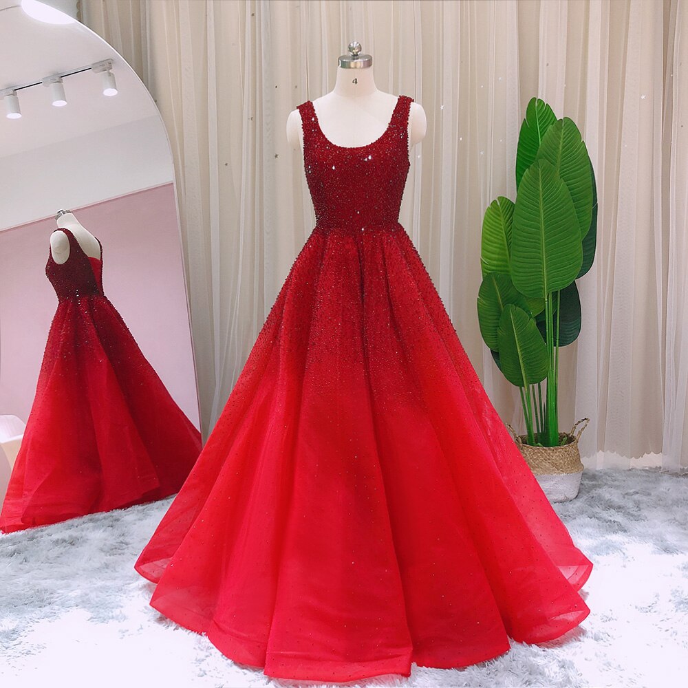Luxury Crystal Ball Gown Evening Dresses Long Formal Party Dress for Women Wedding