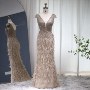 Luxury Feathers Mermaid Evening Dress Long Prom Formal Dresses For Women Wedding Party