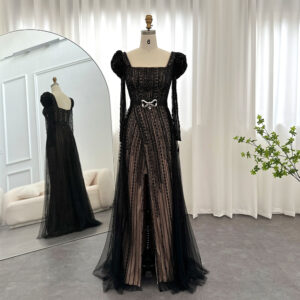 Luxury Evening Dress for Women Wedding Elegant Long Sleeve Overskirt Formal Party Gowns