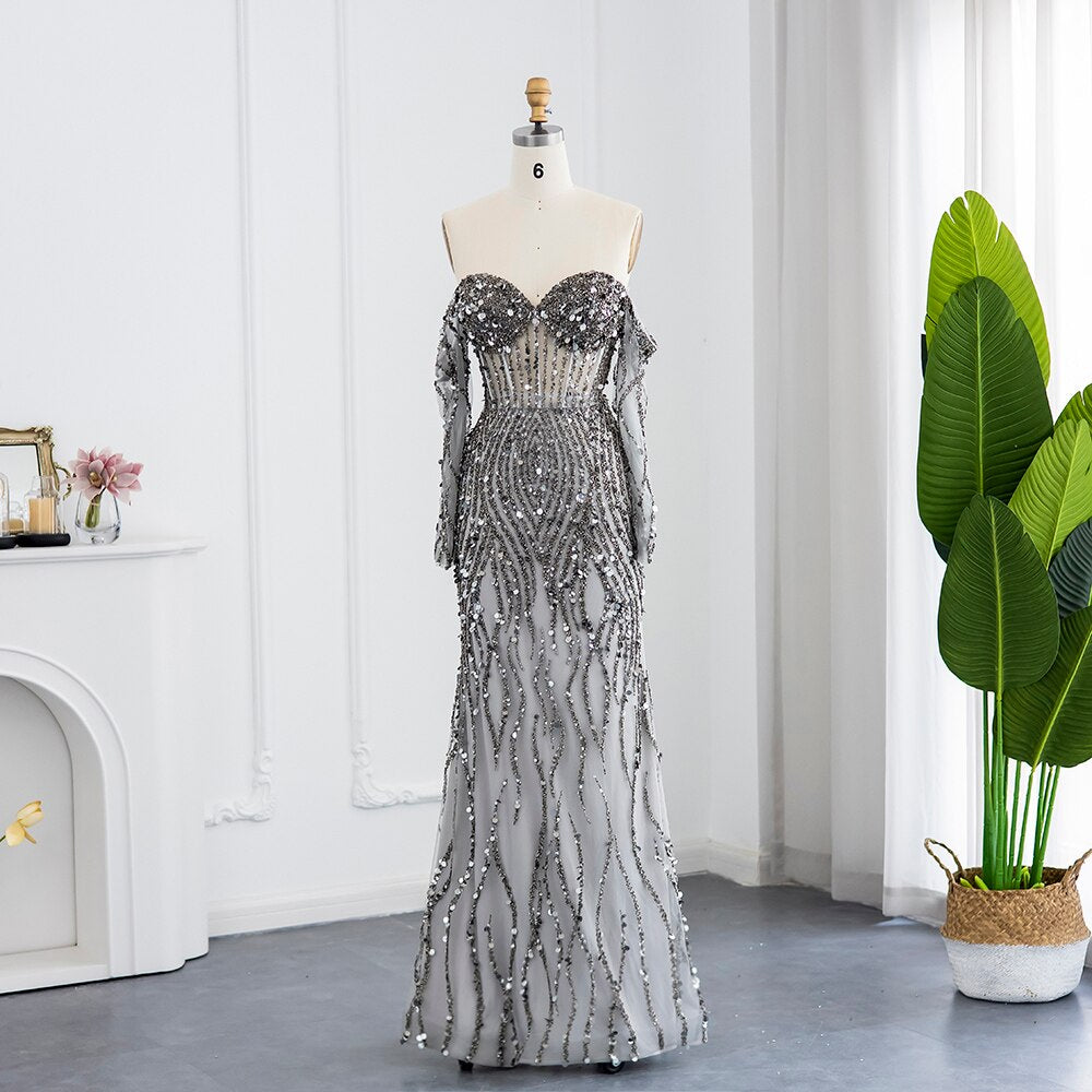 Luxury Mermaid Evening Dress Elegant Off Shoulder Prom Formal Dresses for Women Wedding Party