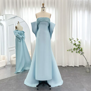 Mermaid Luxury Evening Dresses with Bow Cape Beaded Women Wedding Formal Party Gowns